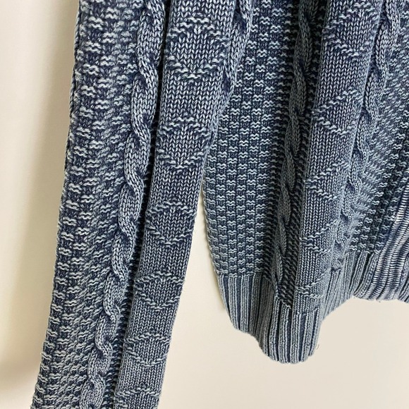 Carbon2Cobalt Stavanger Full Zip 3D Cable Cardigan Nordic Fisherman Linen Cotton - Picture 4 of 10